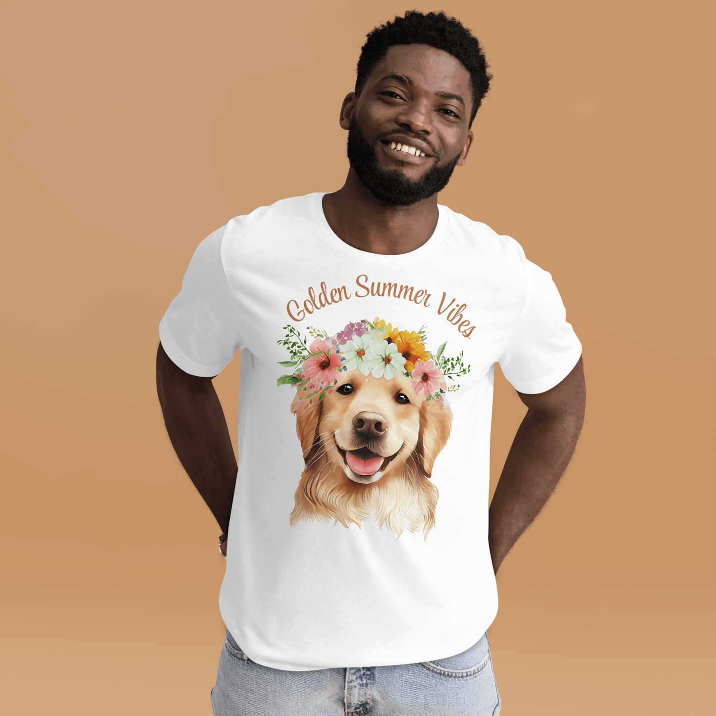 Golden Summer Vibes — Letnia Koszulka z Golden Retrieverem - T-Shirt dla miłośników psów - HauHau Style