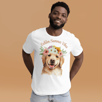 Golden Summer Vibes — Letnia Koszulka z Golden Retrieverem - T-Shirt dla miłośników psów - HauHau Style