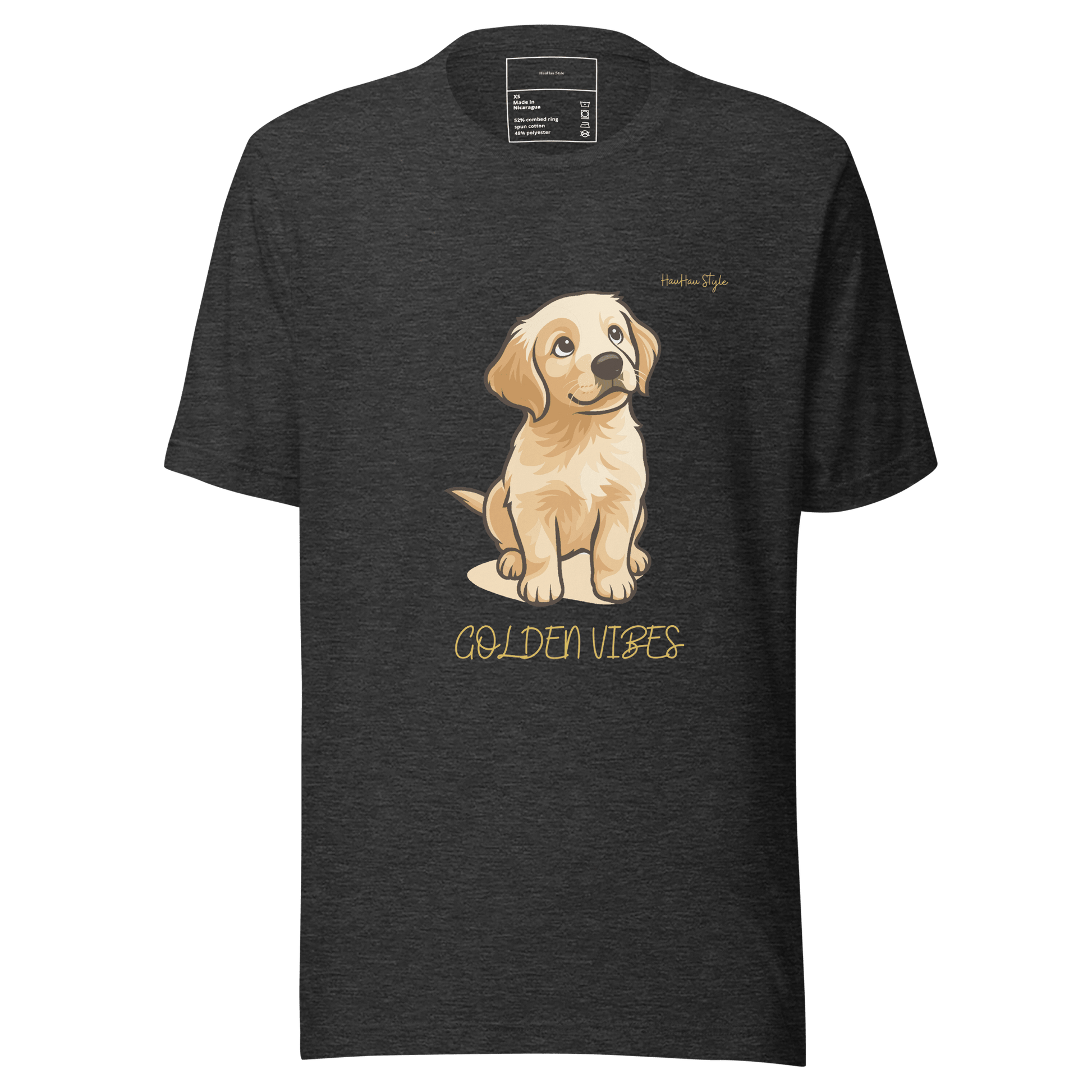 HauHau Style – Koszulka Golden Vibes - T-Shirt dla miłośników psów - HauHau Style