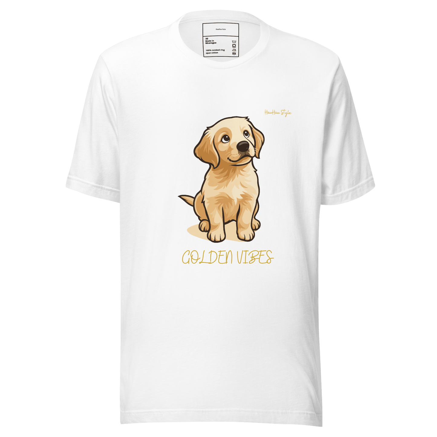 HauHau Style – Koszulka Golden Vibes - T-Shirt dla miłośników psów - HauHau Style