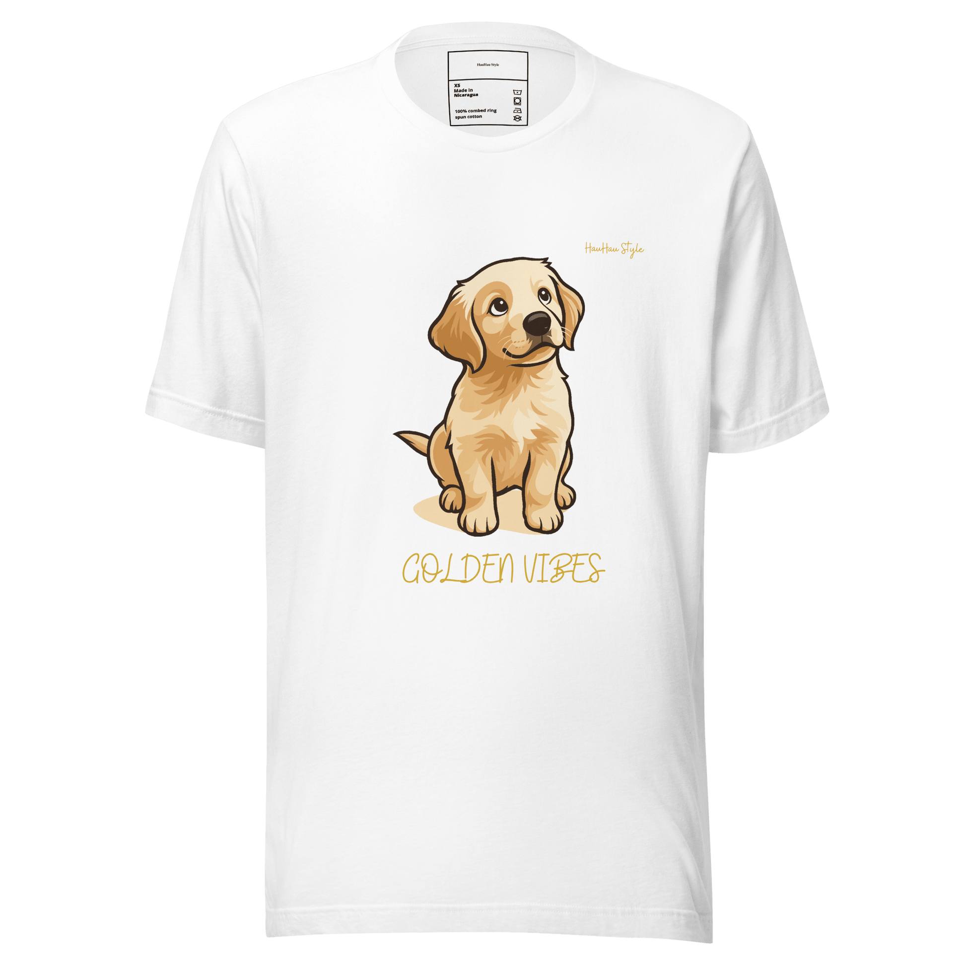 HauHau Style – Koszulka Golden Vibes - T-Shirt dla miłośników psów - HauHau Style