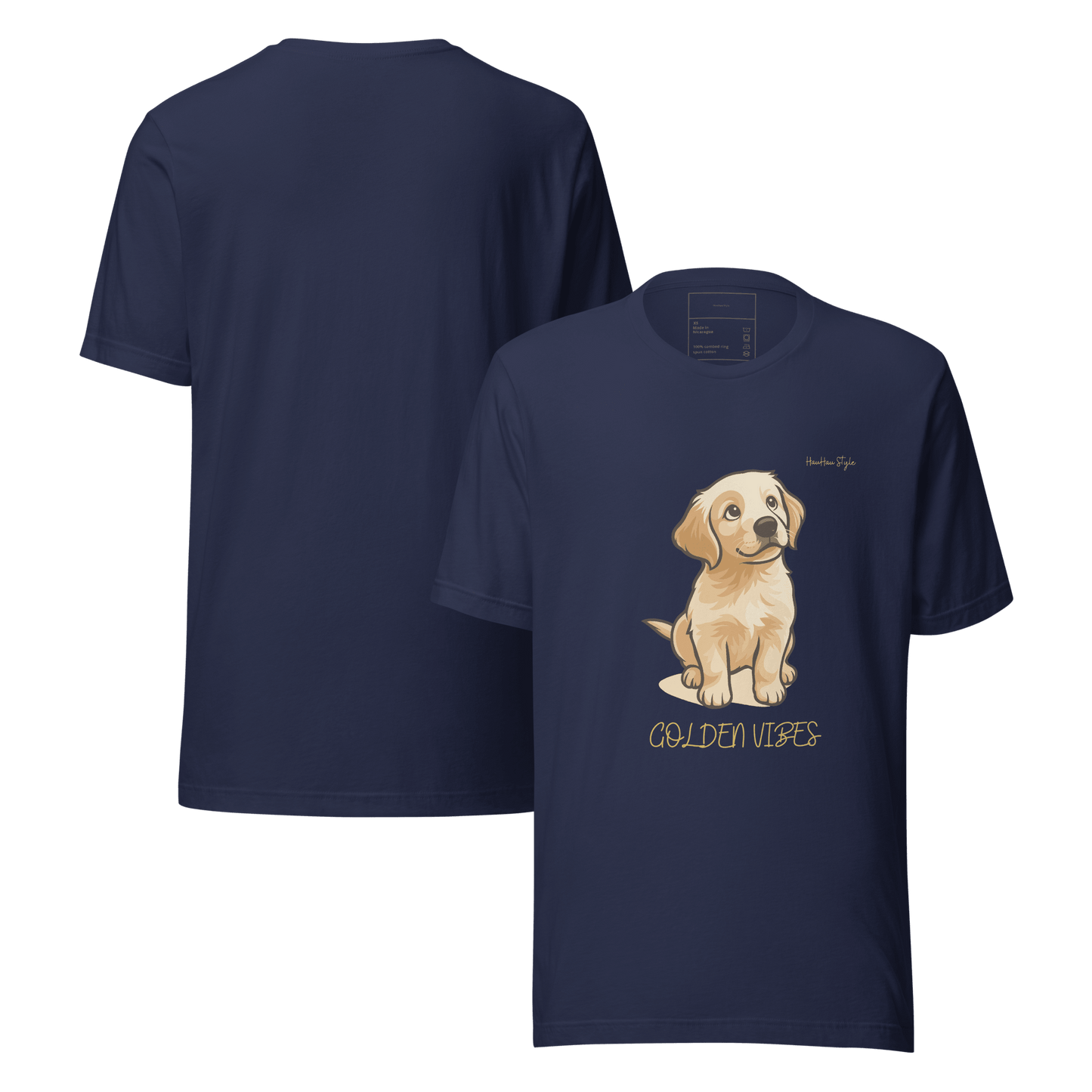 Koszulka Golden Vibes — dla Miłośników Psów z Dobrą Energią - T-Shirt dla miłośników psów - HauHau Style