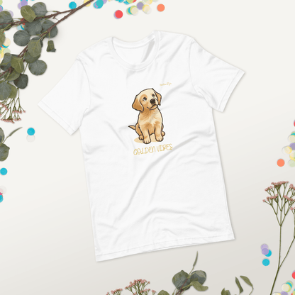 Koszulka Golden Vibes — dla Miłośników Psów z Dobrą Energią - T-Shirt dla miłośników psów - HauHau Style