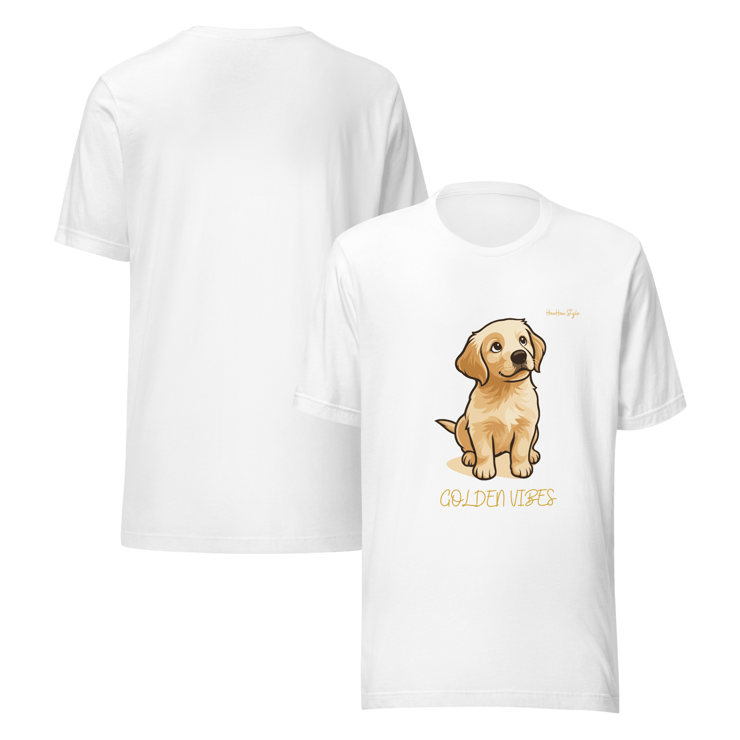 Koszulka Golden Vibes — dla Miłośników Psów z Dobrą Energią - T-Shirt dla miłośników psów - HauHau Style